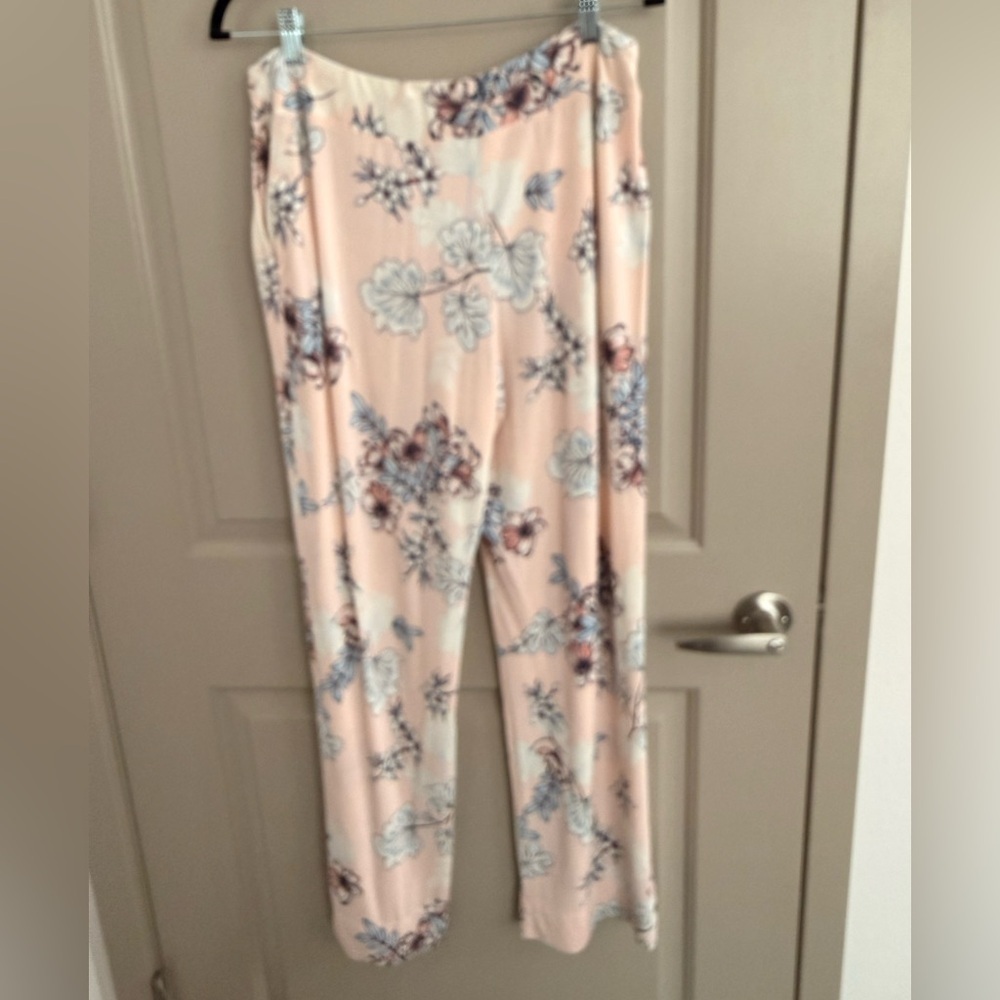 Soma “Notched Collar” short sleeve/pants peach floral print sz Large - Picture 8 of 10